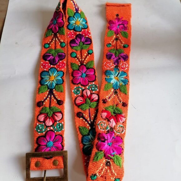Multicolored Flower Hand-Woven Headband Belt Set main image 8